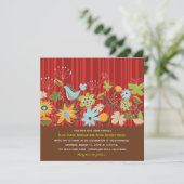 Red Floral Garden Invitation de mariage et carte d (Debout devant)