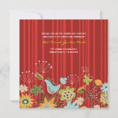 Red Floral Garden Invitation de mariage et carte d (Dos)