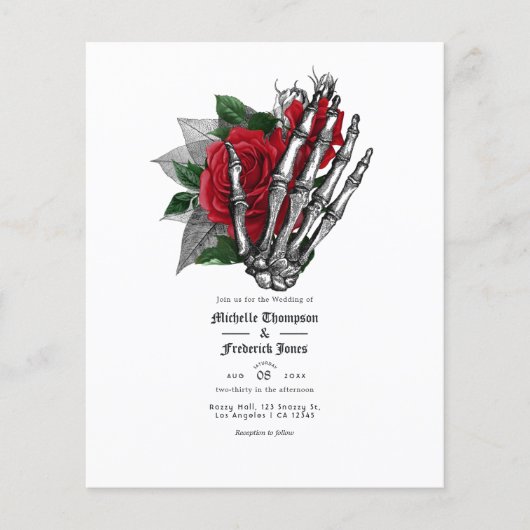 Red Floral Gothic Wedding Invitation Flyer (Voorkant)