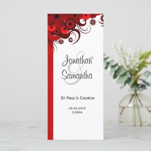 Red Floral Gothic Wedding Programme Modèles (Debout devant)