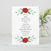 Red Floral Greenery Foliage Bachelorette Party Kaart (Staand voorkant)