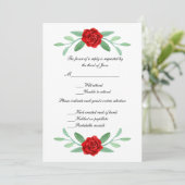 Red Floral Greenery Foliage Wedding Response Kaart (Staand voorkant)
