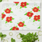 Red Floral Hand Towel Theedoek (Gevouwen)