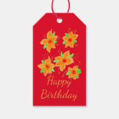 Red Floral Happy Birthday Gift-Labels Cadeaulabel (Voorkant)