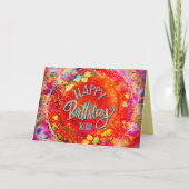  Red Floral Happy Birthday Kaart (Voorkant)