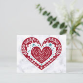  Red Floral Heart Love Briefkaart (Staand voorkant)