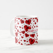 Red Floral Hearts Koffiemok (Voorkant links)