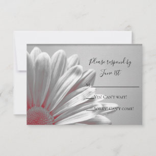 Red Floral Highlights Wedding RSVP Response Kaart