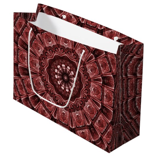 Red Floral Holiday Gift Bag Groot Cadeauzakje (Voorkant Gekanteld)