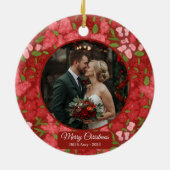 Red Floral Holiday Personalized Photo Keramisch Ornament (Achterkant)