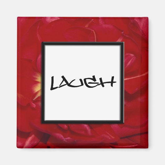 Red Floral Laugh Magnet Magneet (Voorkant)