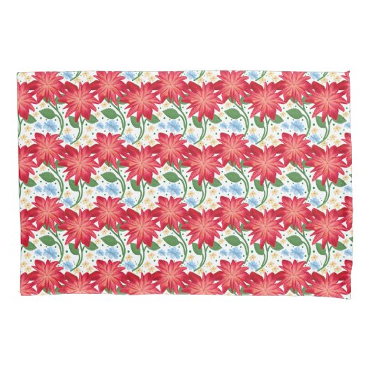Red Floral Leaf Pattern, Dark Botanical Seamless Kussensloop (Voorkant)