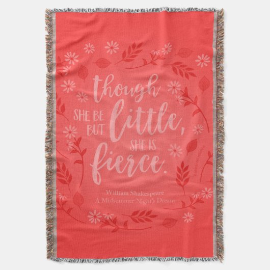 Red Floral Little but Fierce William Shakespeare Deken (Voorkant Verticaal)