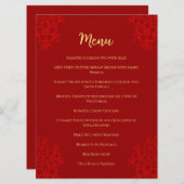 Red floral logo Chinese bruiloft dubbel geluk Menu (Voorkant / Achterkant)