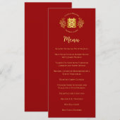 Red floral logo Chinese bruiloft dubbel geluk Menu (Voorkant / Achterkant)