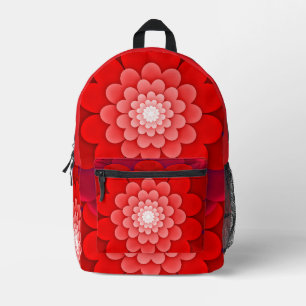 Red Floral Mandala-58566 Bedrukte Rugzak