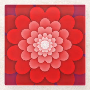 Red Floral Mandala-58566 Glazen Onderzetter