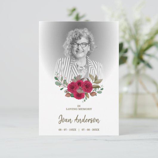 Red Floral met begrafenisuitnodiging