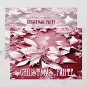 Red Floral Noël Fête Invitation (Devant / Derrière)