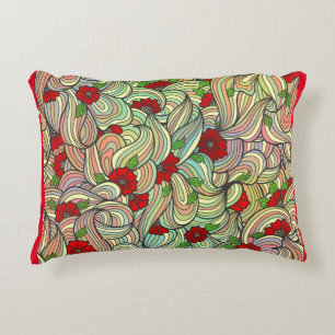Red Floral Patroon met kleurrijke zachte vleugelli Accent Kussen