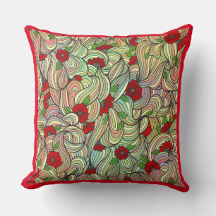 Red Floral Patroon met kleurrijke zachte vleugelli Kussen
