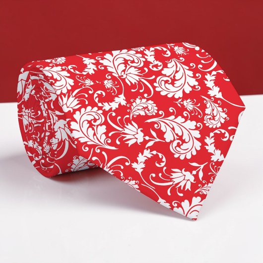 Red Floral Pattern Custom Necktie Stropdas