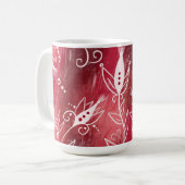 Red Floral Pattern Koffiemok (Voorkant links)
