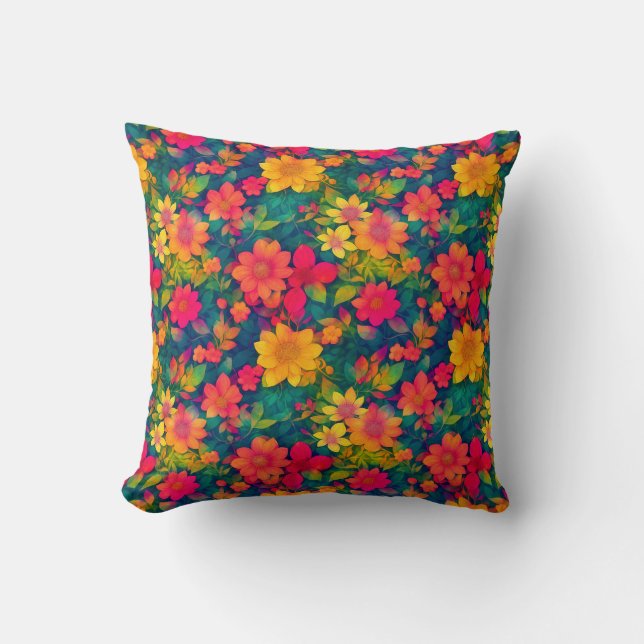 Red Floral Pattern Kussen (Voorkant)