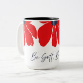 Red Floral Pattern Mug Tweekleurige Koffiemok (Voorkant links)