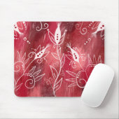 Red Floral Pattern Muismat (Met muis)