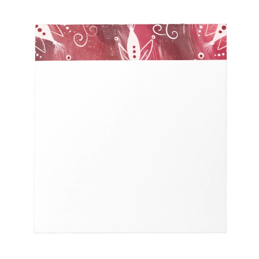 Red Floral Pattern Notitieblok (Voorkant)