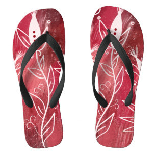Red Floral Pattern Teenslippers