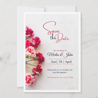 Red Floral Photo Wedding Save the Date Poster