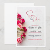 Red Floral Photo Wedding Save the Date Poster (Devant / Derrière)
