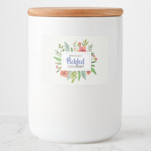 Red Floral Pickled Cummber Voedselcontainer Etiket