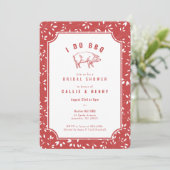Red Floral Pig I DO BBQ Bridal Show Invitation (Debout devant)