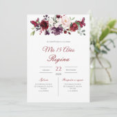 Red Floral Quinceañera Invitation Spanish  (Debout devant)