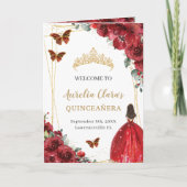 Red Floral Quinceanera Princess Padrinos Events Programma (Voorkant)