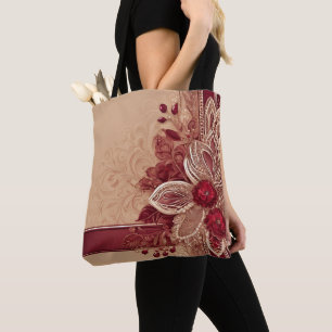 Red Floral Ribbon I art Draagtas