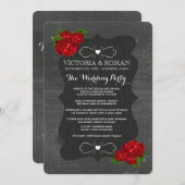 Red Floral Rose Wood Programmes de mariage gothiqu (Devant / Derrière)