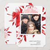 Red Floral Rozen kerstfeestdag Kaart (Voorkant / Achterkant)