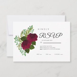 Red Floral RSVP Card – Elegant Wedding Response Kaartje