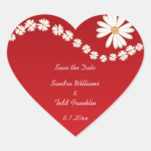 Red Floral Save the Date Sticker