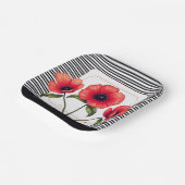 Red Floral Square Papieren Bordje (Gebogen)