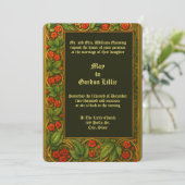 Red Floral Vine Border Wedding Kaart (Staand voorkant)