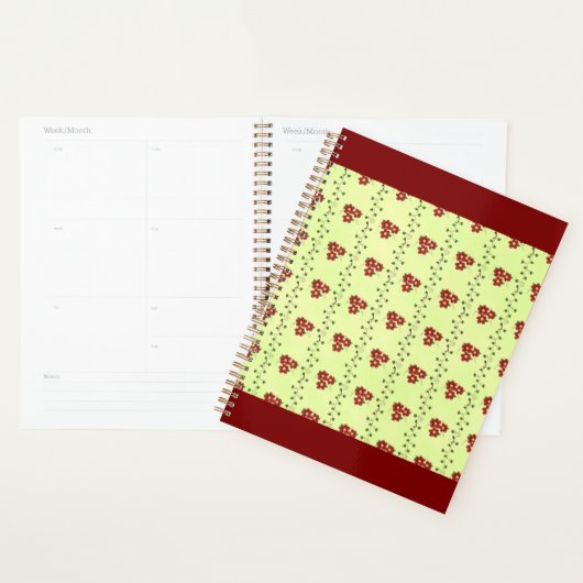Red Floral Vine Pattern on Light Green (Devant avec enveloppe)