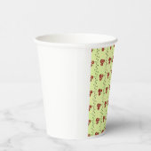 Red Floral Vine Pattern on Light Green Papieren Bekers (Rechts)