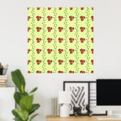 Red Floral Vine Pattern on Light Green Poster (Thuiskantoor)