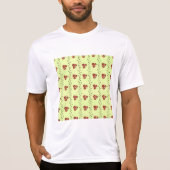 Red Floral Vine Pattern on Light Green T-shirt (Voorkant)