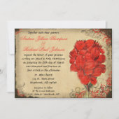 Red Floral Vintage Wedding Invitation (Devant)